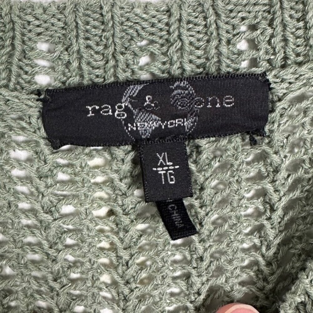 NEW Rag and Bone Riley Crochet Knit Split Hem Maxi Dress Sage Green Size XL Boho - Picture 5 of 15
